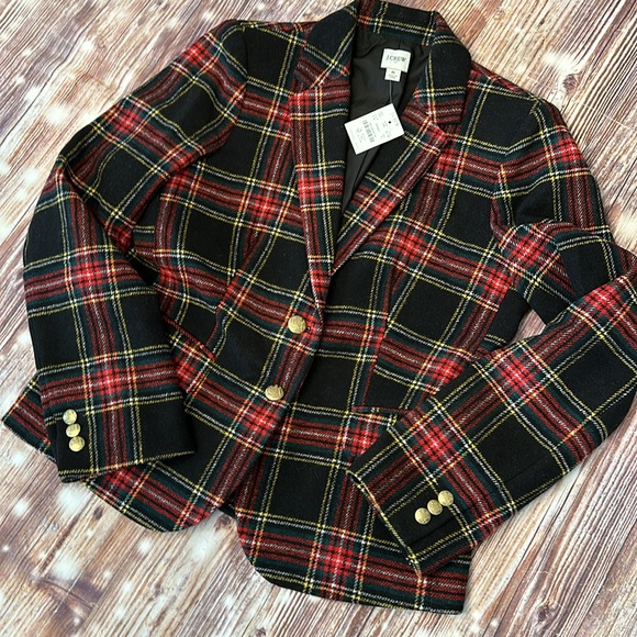 NWT J.Crew Factory Stewart Tartan wool-blend schoolboy blazer sz 6 - Picture 6 of 12